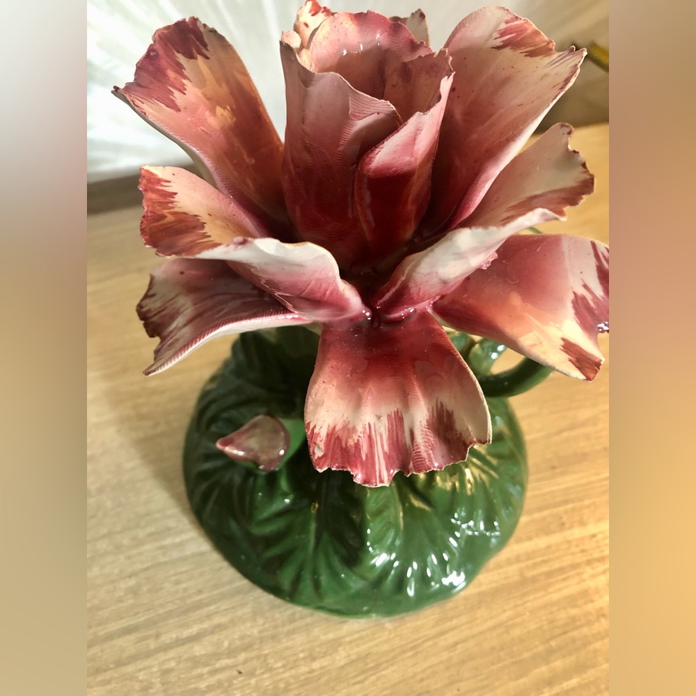 Vintage Capodimonte Tulip flower Candle Stick candleholder